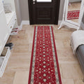 Ottomanson 3-Piece Machine Washable Indoor Doormat & Entryway Floor Mat Set, Non Slip Front Door Rugs, Low Profile, 31" x 24" + 31" x 48" + 31" x 60", Mahal Red