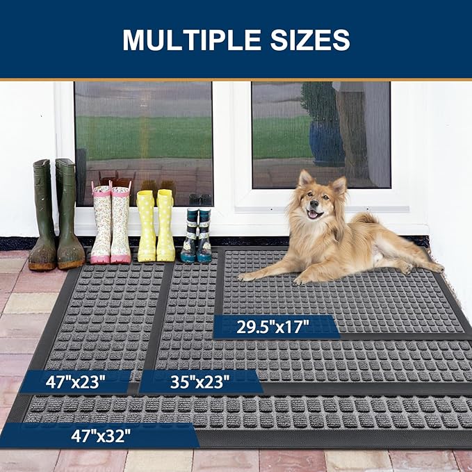 Smiry Front Door Mat Outside Entrance, Heavy Duty Natural Rubber Doormat - Image 6