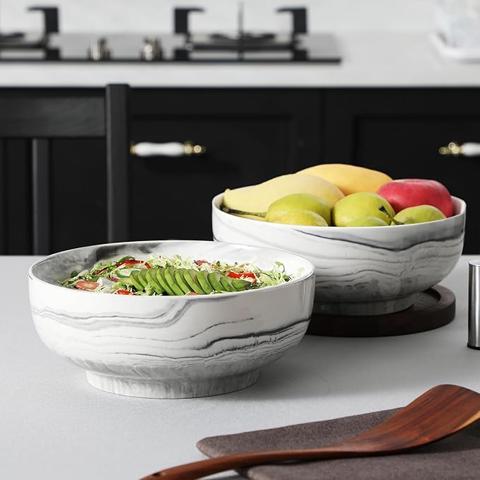 MALACASA Salad Bowls, 114 OZ Extra Large Serving Bowls Set of 2, Porcelain - Image 7