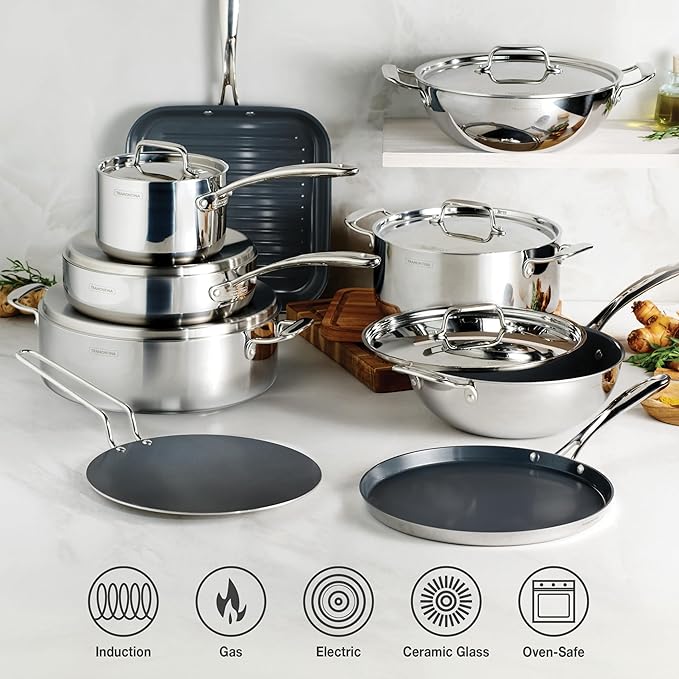 Tramontina Utsava Tri-Ply Clad Stainless Steel 3.25-Quart Casserole - Image 5