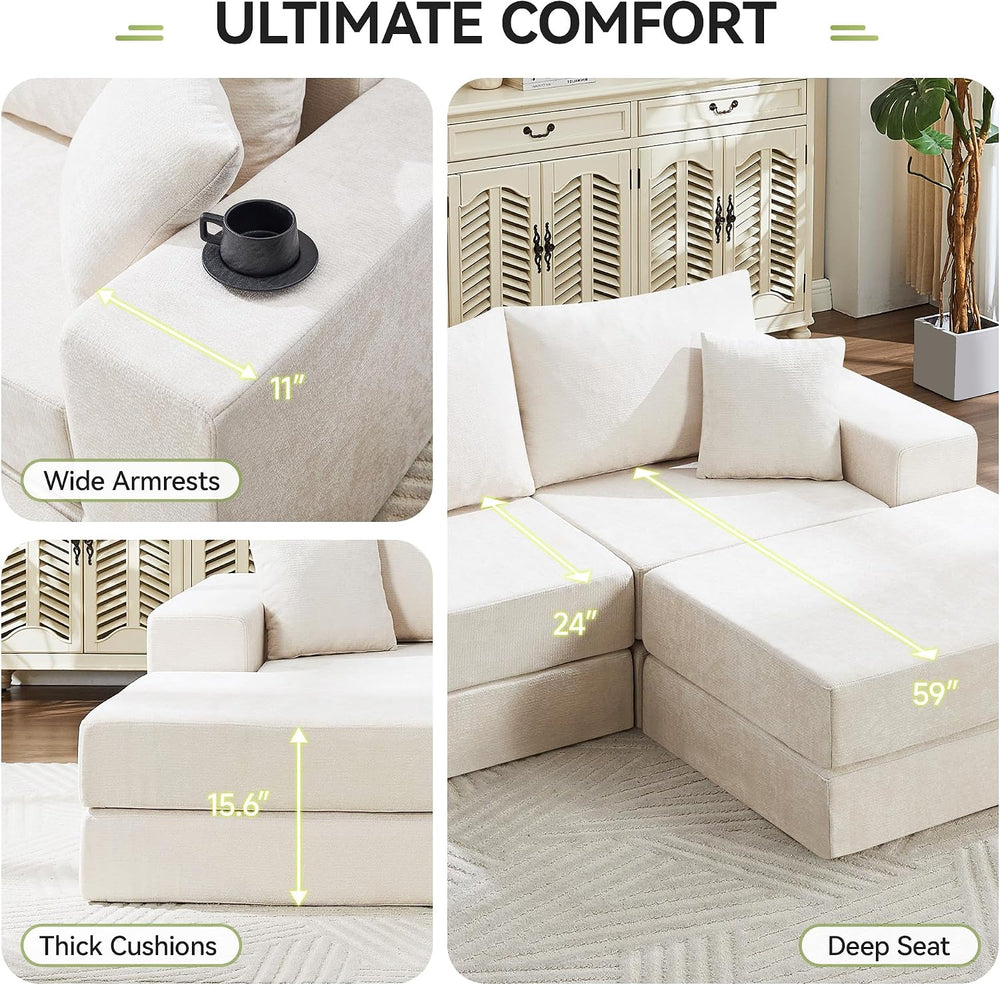79" Boneless Cloud Loveseat Sofa Couch, Modular Foldable Floor Sofa with...