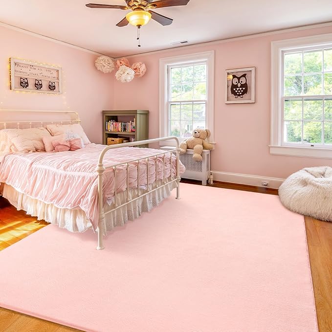 Amearea Large Modern Area Rugs for Bedroom Living Room, 6x9 Feet Pink Thickened - Image 7