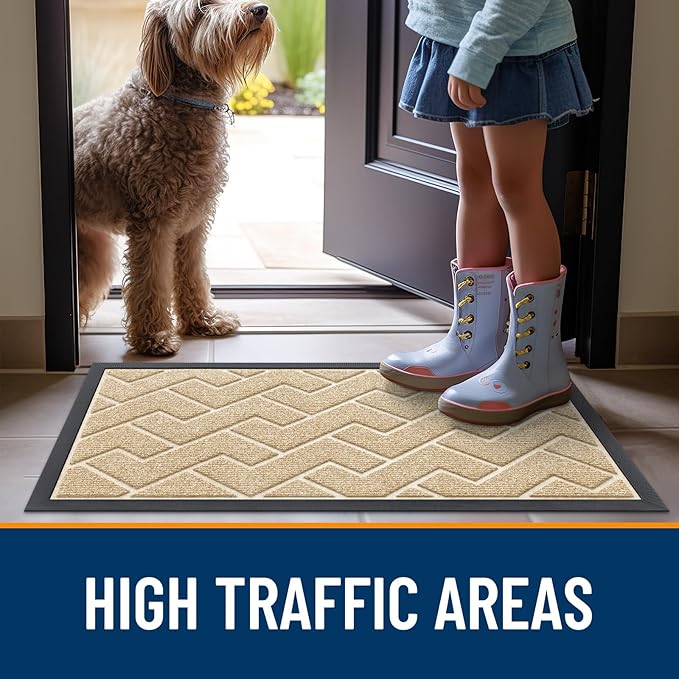 OLANLY Front Door Mat Indoor Outdoor Entrance, Waterproof All-Season,