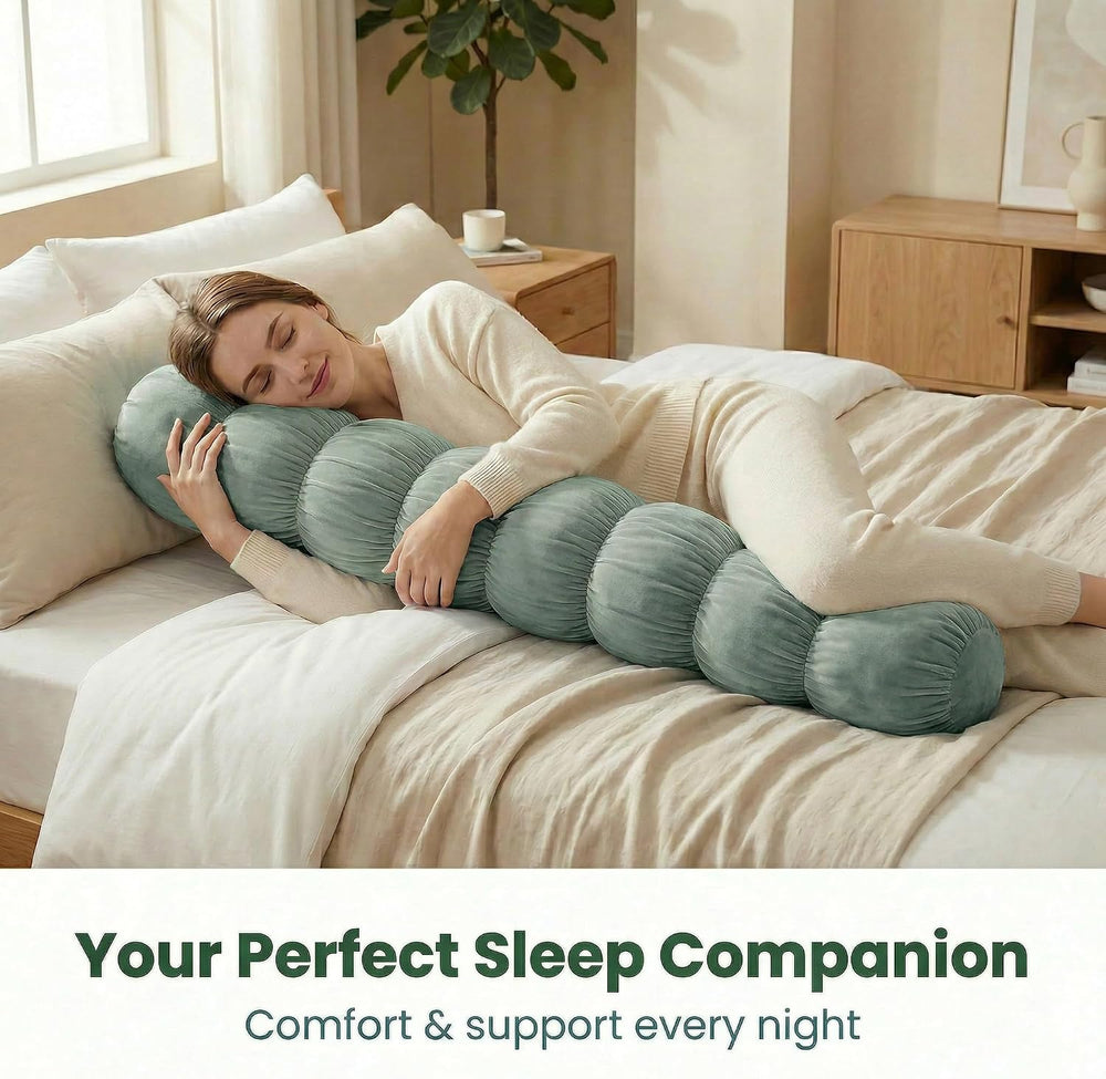 Pat. Pend. Long Cylinder Pillow for Bed, 47 Inch, Green