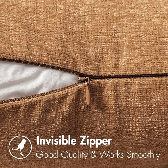 MIULEE Pack of 2 Brown Throw Pillow Covers 18x18 Inch Soft Chenille Pillow - Image 3
