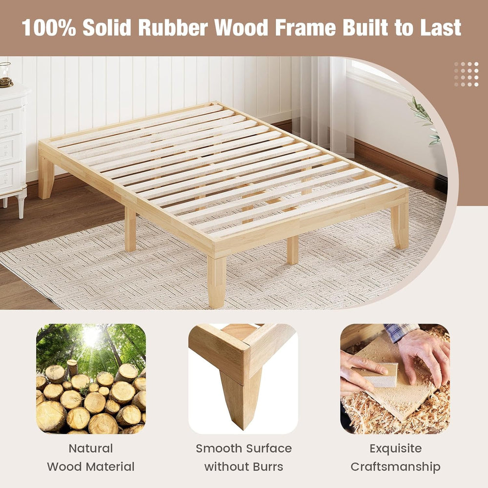 GIANTEX 14 Inch Full Wood Platform Bed Frame, Minimalist Style Mattress Found...