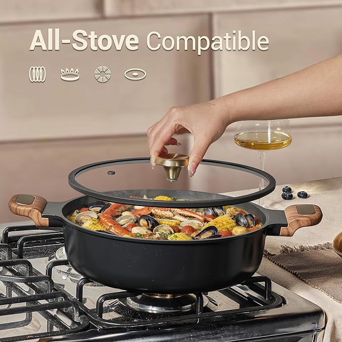 CAROTE 4.5Quart Stock Pot with Lid, Non Toxic Ceramic Soup Pot, Nonstick - Image 5