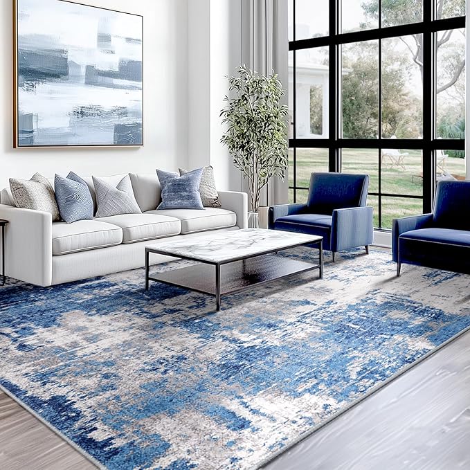 Washable Area Rugs Square 8ft Non-Slip Modern Abstract Soft - Image 8