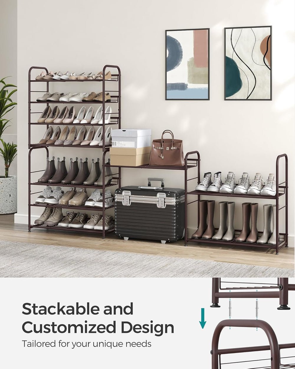 SONGMICS Stackable Shoe Rack, 4 Tier Metal Shoes Rack Storage Shelf, Holds up...