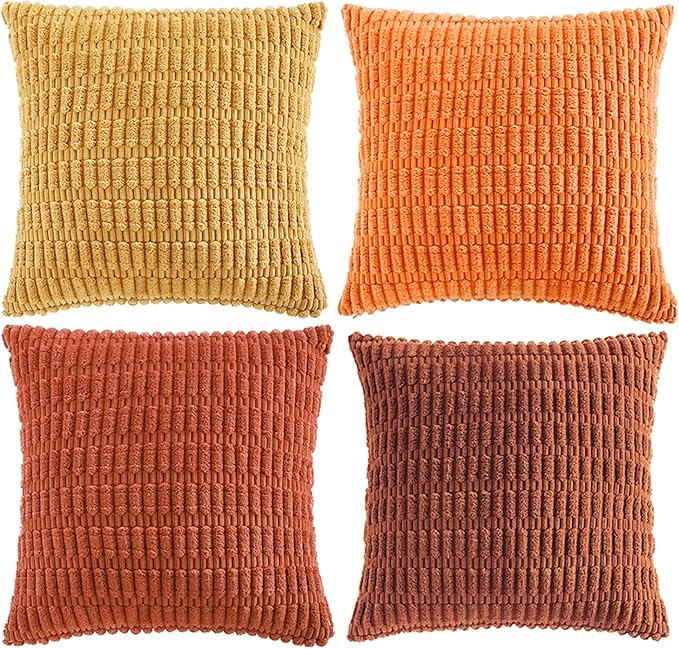 Fancy Homi Set of 4 Burnt Orange Fall Boho Decorative Throw Pillow Covers 28x28 - Image 9