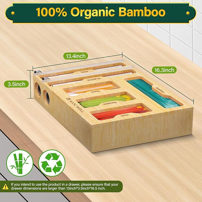 KOCWELL Bag Organizer and Plastic Wrap Dispenser