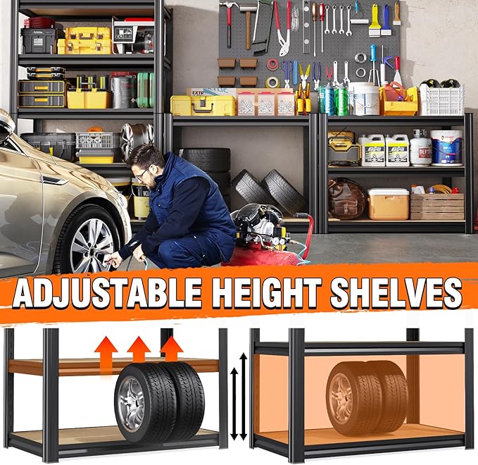 5-Tier Heavy Duty Metal Shelving Units, Adjustable Steel Storage Racks - Image 5