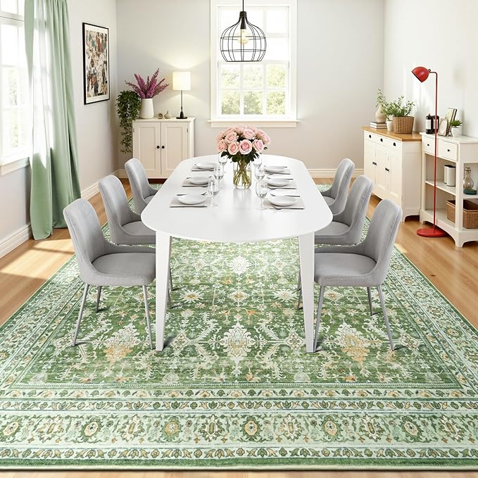 Lofus 9x12 Area Rug for Living Room, Light Green Washable Area Rugs - Image 6
