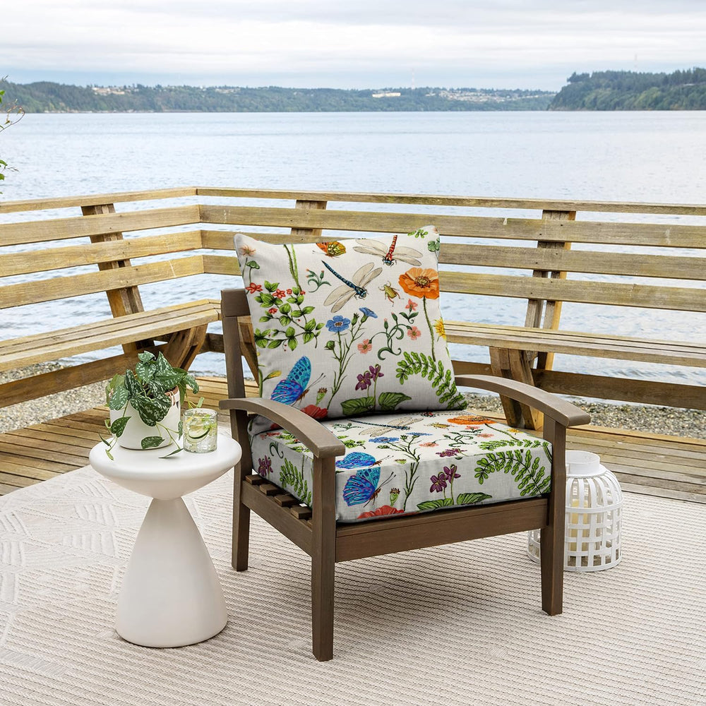 All Smiles 24x24 Outdoor Patio Chair Cushions,4" Thick Garden Flower