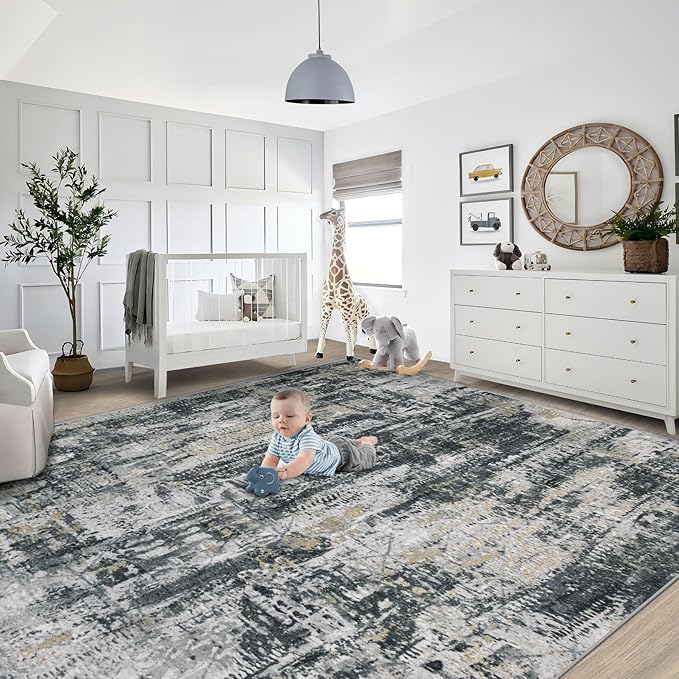 XLUEZ 9x12 Area Rug for Living Room, Washable Modern Abstract Large Area Rug - Image 6