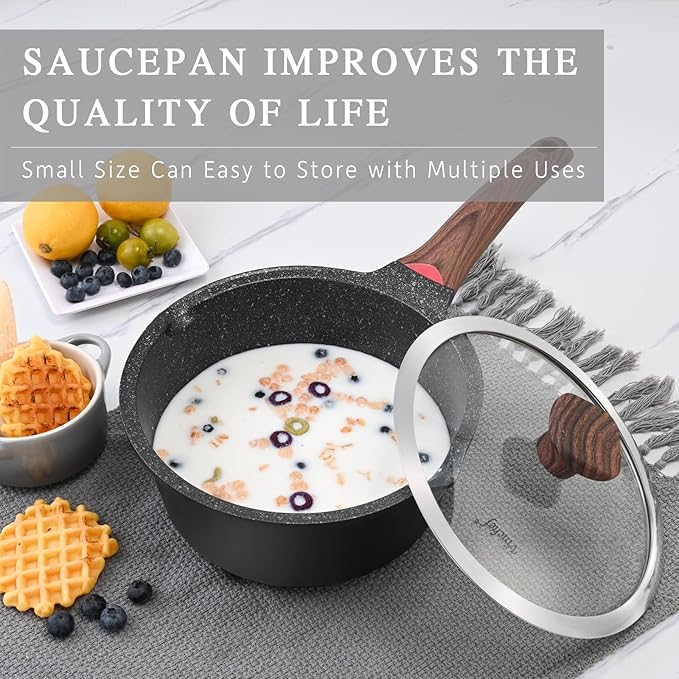 VINCHEF Nonstick Saucepan with Lid, 3QT Sauce Pan with Stay Cool Handle - Image 2