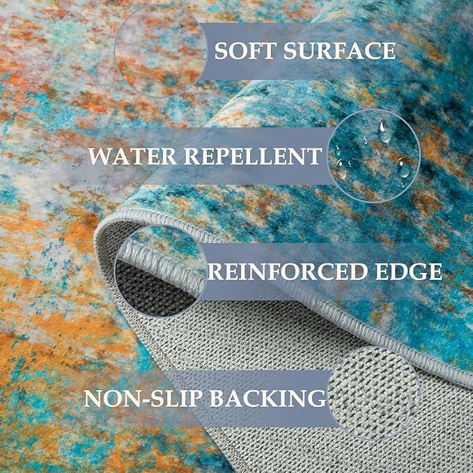Washable Area Rugs 4'x6' Non-Slip Modern Abstract Soft - Image 3