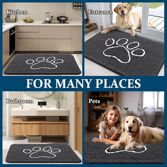 OLANLY Dog Door Mat for Muddy Paws 59x20, Paw Print Design, Absorbs Moisture - Image 8