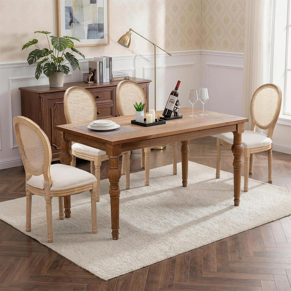 SoarFlash French Dining Chairs Set of 4, Vantage Linen Dining Chair with Roun...