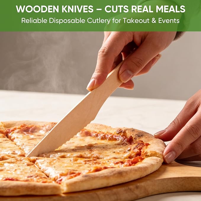 Disposable Wooden Utensils Set, Compostable Utensils, Disposable Cutlery - Image 2