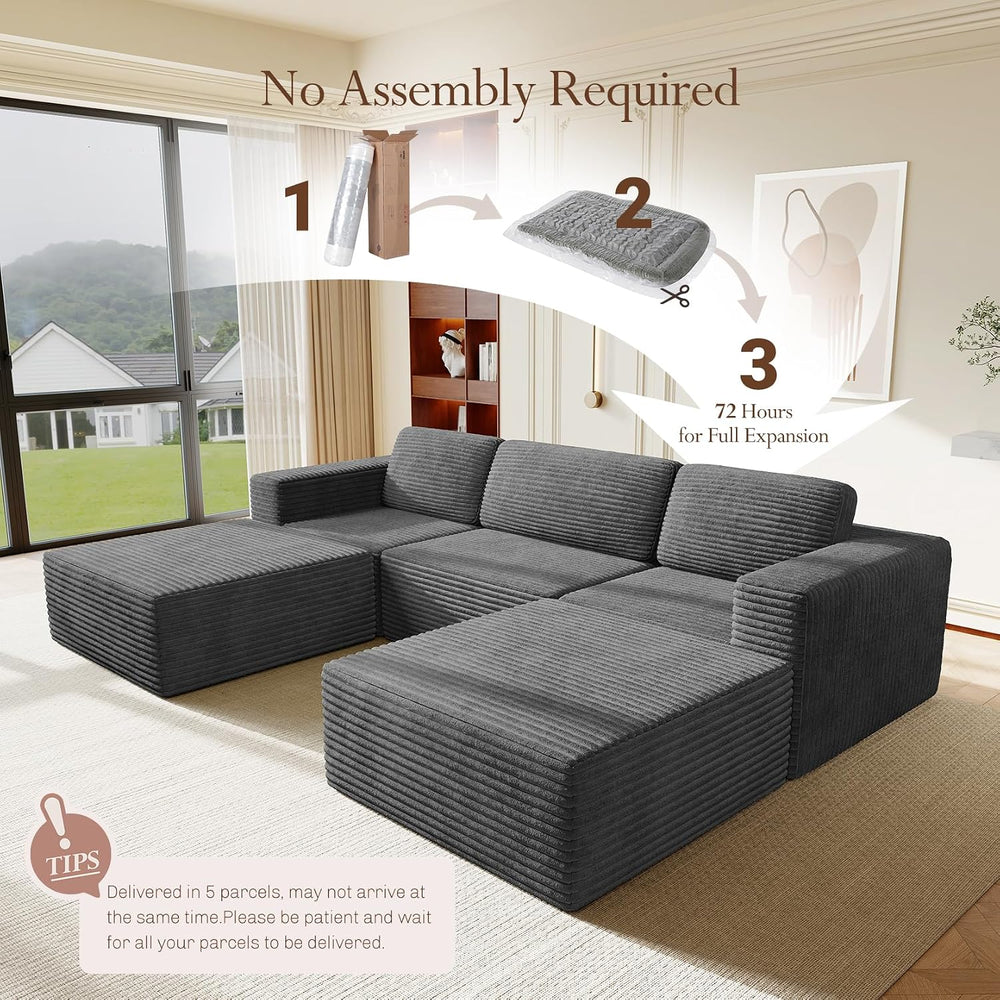 Vesgantti 119" Oversized U-Shaped Modular Sectional Sofa, Corduroy Cloud...