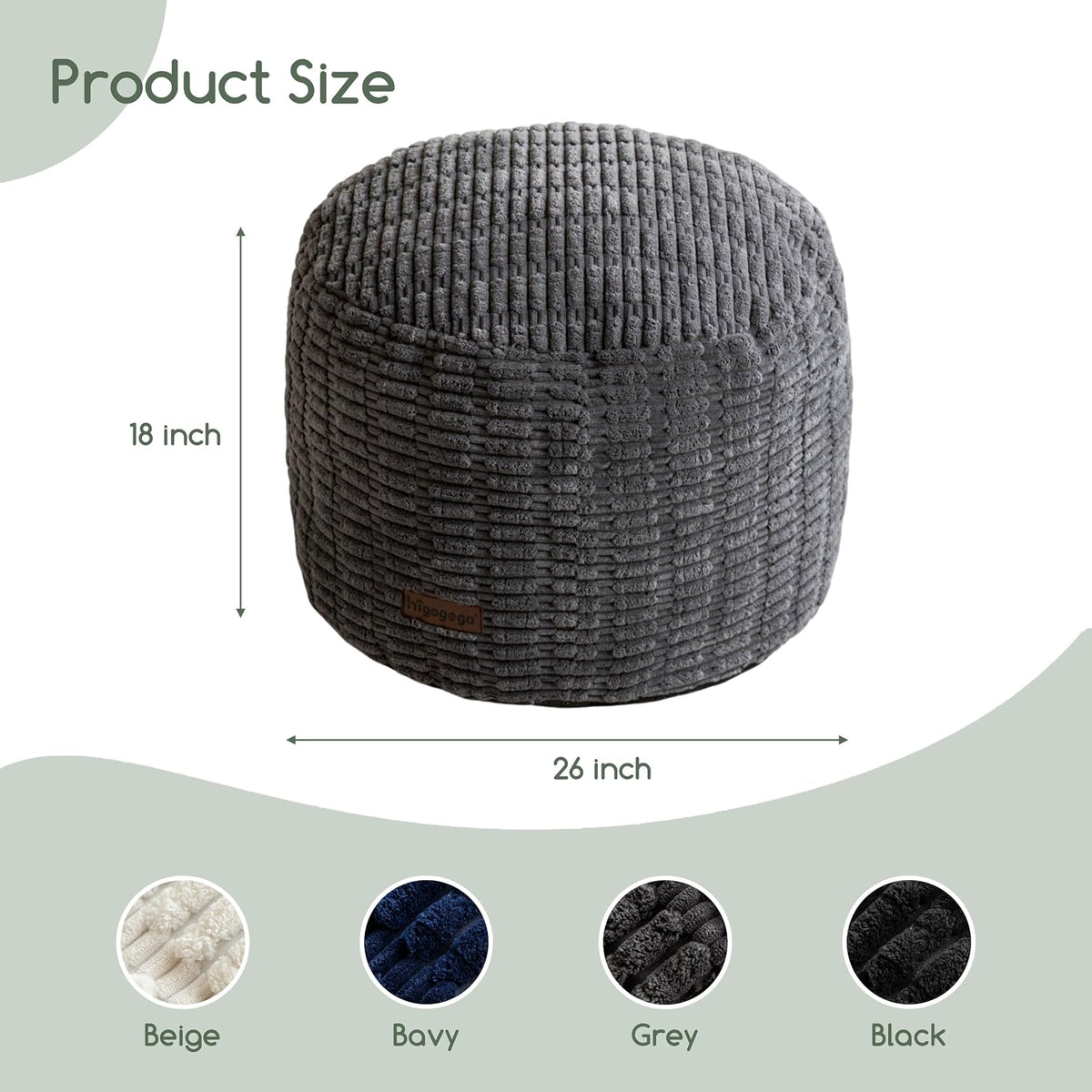 higogogo pouf ottoman stuffed round modern foam filled shown in use