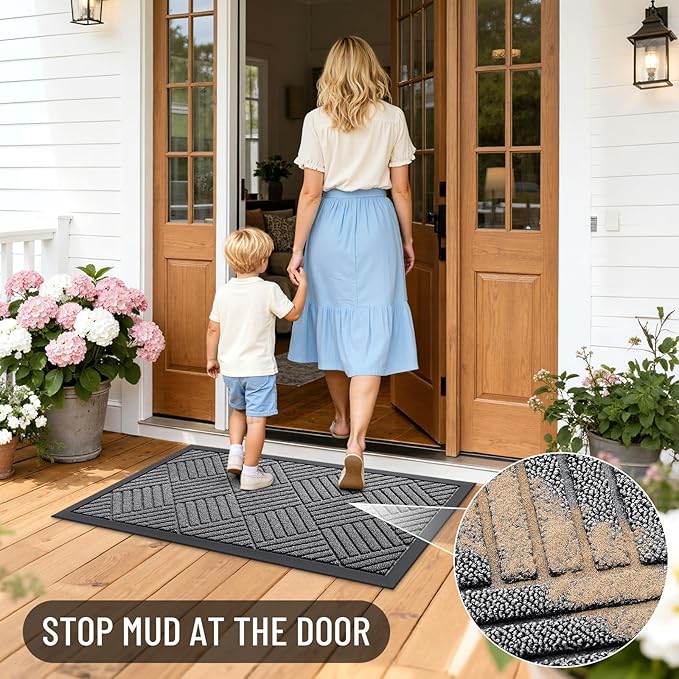 OLANLY Front Door Mat Outside Entrance 47x23, Heavy Duty Sturdy Natural Rubber - Image 6