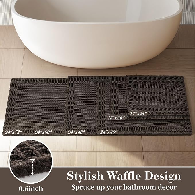 RESARE Waffle Bathroom Runner Rugs, Super Absorbent Bath Mat Non Slip Washable - Image 5