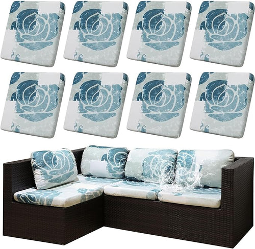 8Pcs Outdoor Cushion Covers, Patio Cushion Covers, Stretch Elastic Slipcovers by dreahoteztil
