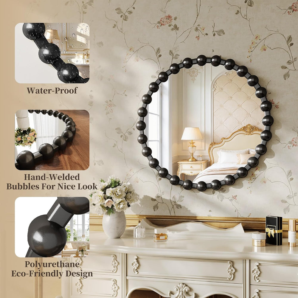 24 Inch Black Round Mirror, Circle Wall Mirror Vanity