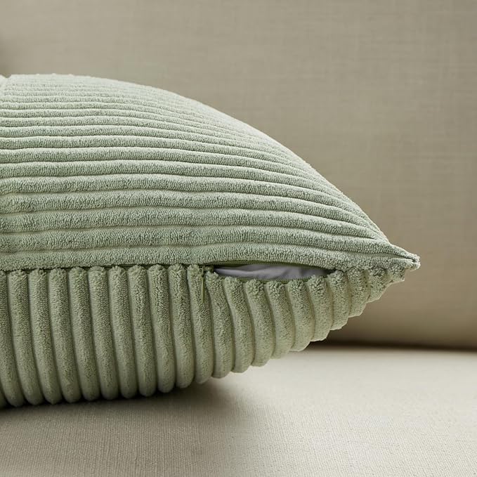 Fancy Homi 2 Packs Sage Green Decorative Throw Pillow Covers 16x16 Inch - Image 4