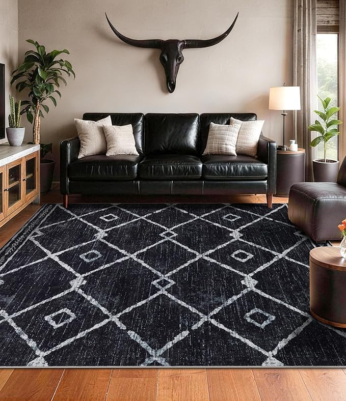 YIHOUSE Moroccan Area Rugs for Living Room 5x7, Western Geometric Soft Low-Pile - Image 2