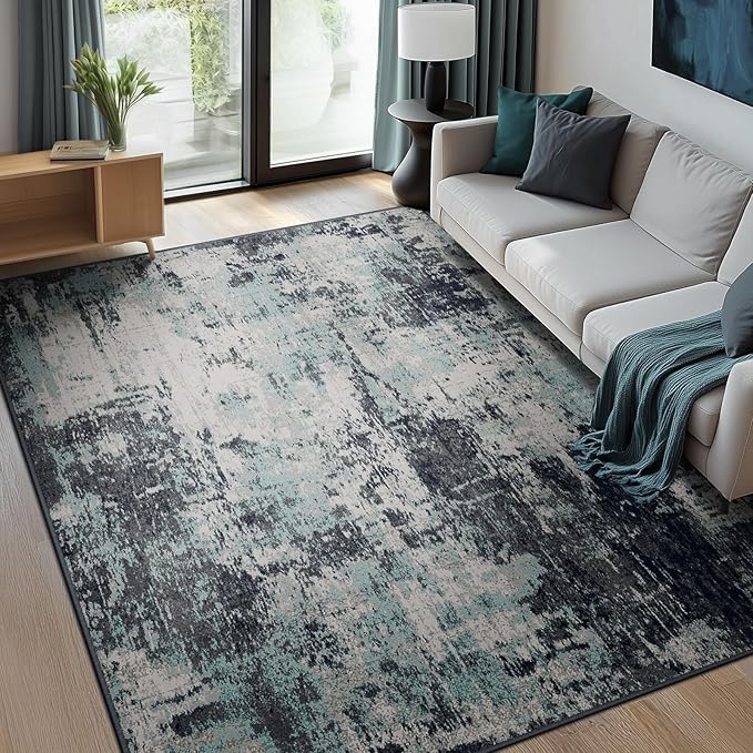 Washable Area Rugs 5'x7' Non-Slip Modern Abstract Soft by RELEANY