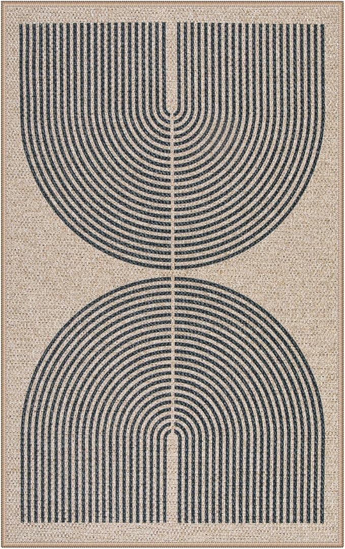 Lahome Enfys Rainbow Easy Jute Rug, Farmhouse Nature Washable Non Shedding Low - Image 7