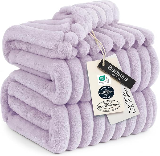 Bedsure GentleSoft Lavender Fog Fleece Blanket by BEDSURE