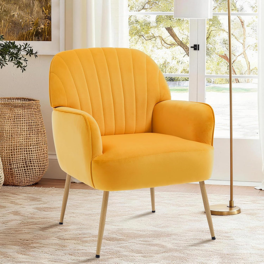 Velvet Accent Chair, Mid Century Modern Accent Chairs for Living Room, Comfy ...