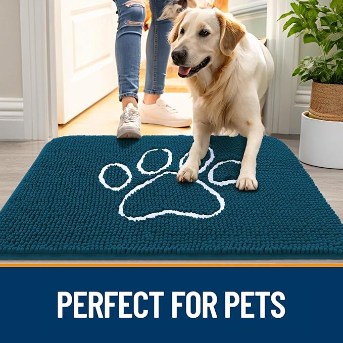 OLANLY Dog Door Mat for Muddy Paws 32x20, Paw Print Design, Absorbs Moisture - Image 6