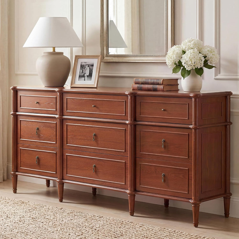 STO'SENSE 63" 9-Drawer Dresser with Power Outlet, Architectural Wood...