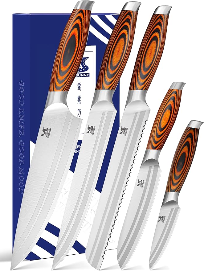 MSY BIGSUNNY 5pcs Knife Set Kitchen Utensils Knife, German Stainless Steel by MSYBIGSUNNY
