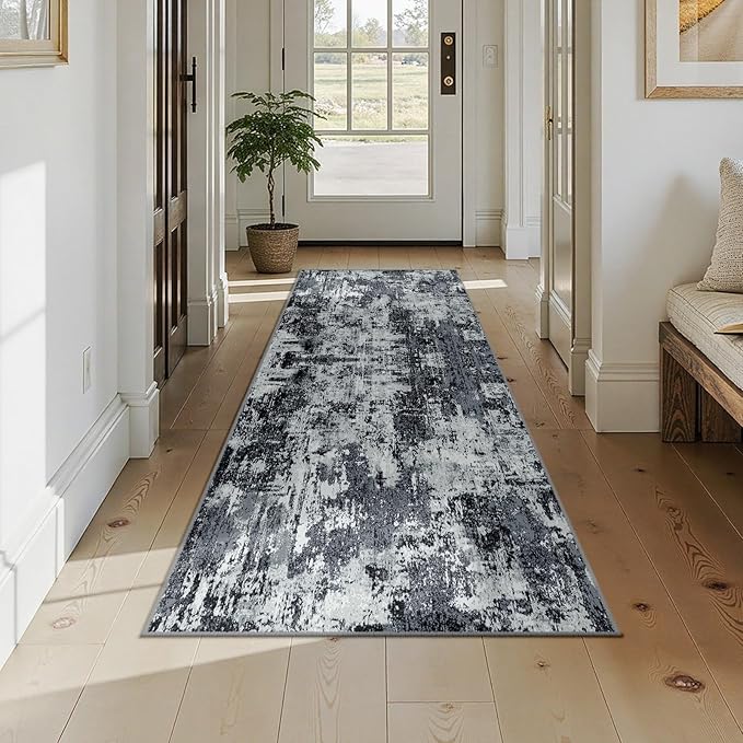 Washable Area Rugs 2'6''x8 Non-Slip Modern Abstract Soft - Image 8