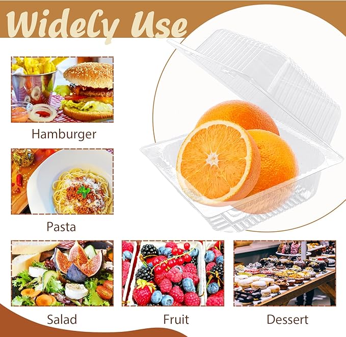 Jizvxe 300 Pcs Clear Plastic Take out Containers, Square Hinged Takeout Tray