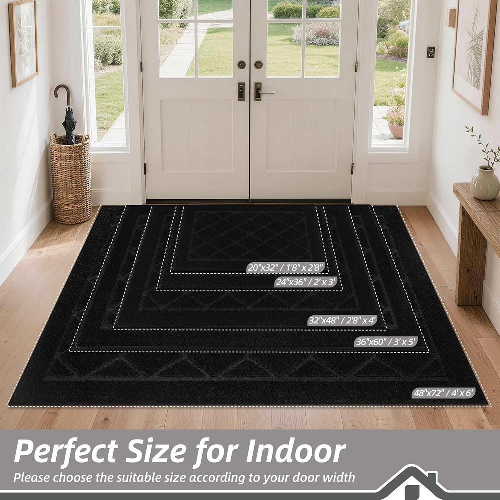 BEQHAUSE Dirt Trapper Door Mat 24" x 36", Doormat Non-Slip, Black