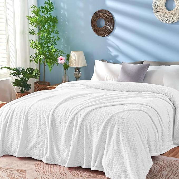 inhand White Fleece Queen Blanket by inhand