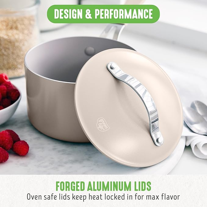 GreenLife 10-Piece Nonstick Ceramic Cookware Set, Lightweight Healthy PFAS-Free - Image 5