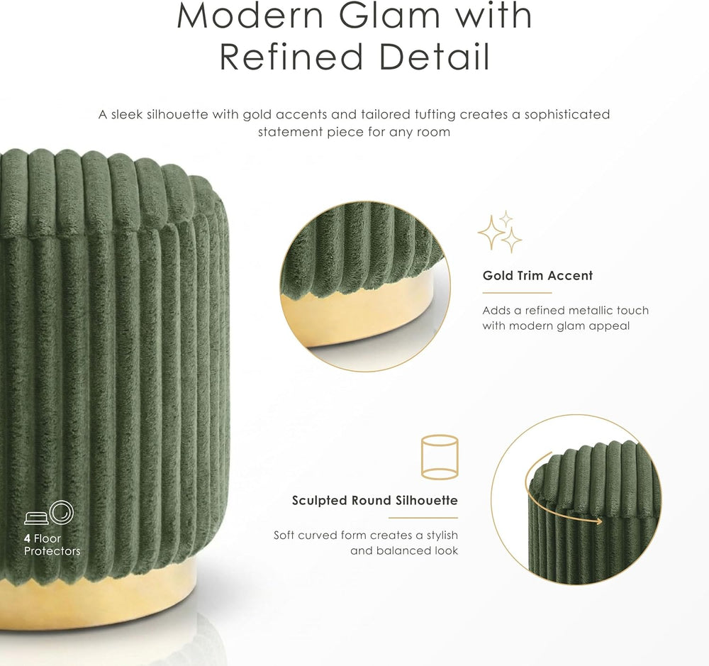 Furniture of America Vail Modern 17-inch Upholstered Ottoman with Channel Tuf...