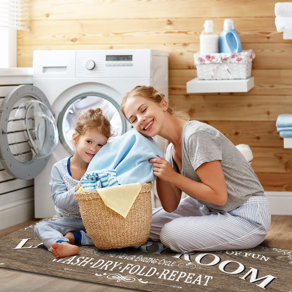 Non Slip Laundry Room Rug - Farmhouse Kitchen Floor Mat -Laundry Room Rug- Runner Decor -Washable Floor Carpet for Washroom Mudroom Kitchen Bathroom Hallway-20 x59