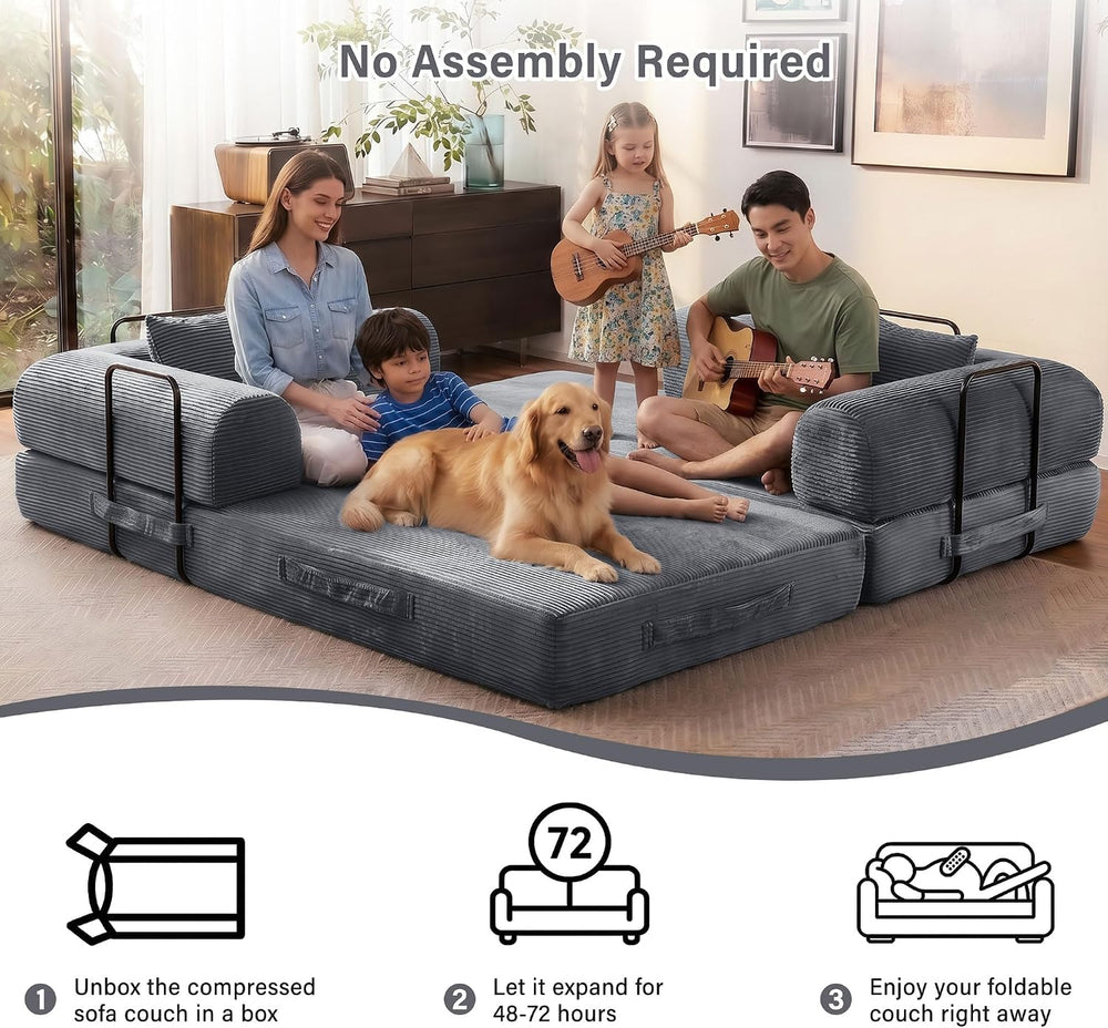 79" Convertible Sofa Bed, Boneless Sleeper Futon Couch for Living Room |...