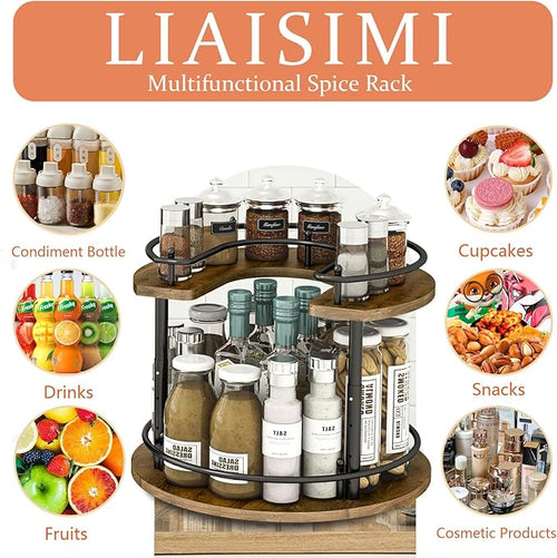 2 Tier Lazy Susan Organizer, 2-Tier Spinning Spice Rack - Image 2