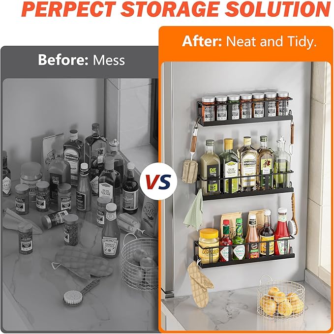 Bunoxea Spice Rack Wall Mounted 2 Pack, Space-Saving Spice Organizer - Image 6