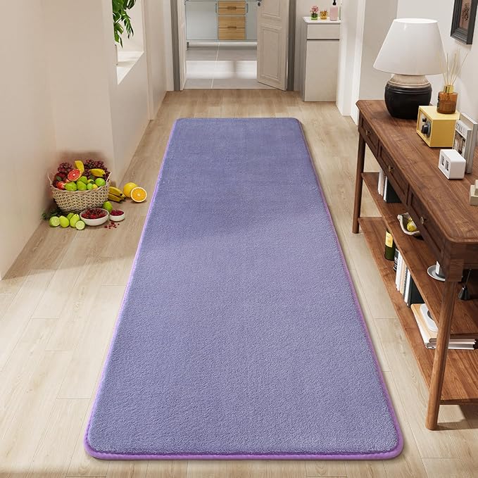 Amearea Modern Soft Hallway Runner Rug, 2x6 Purple Fluffy Bedroom Bedside Rugs by AmeareaDirect